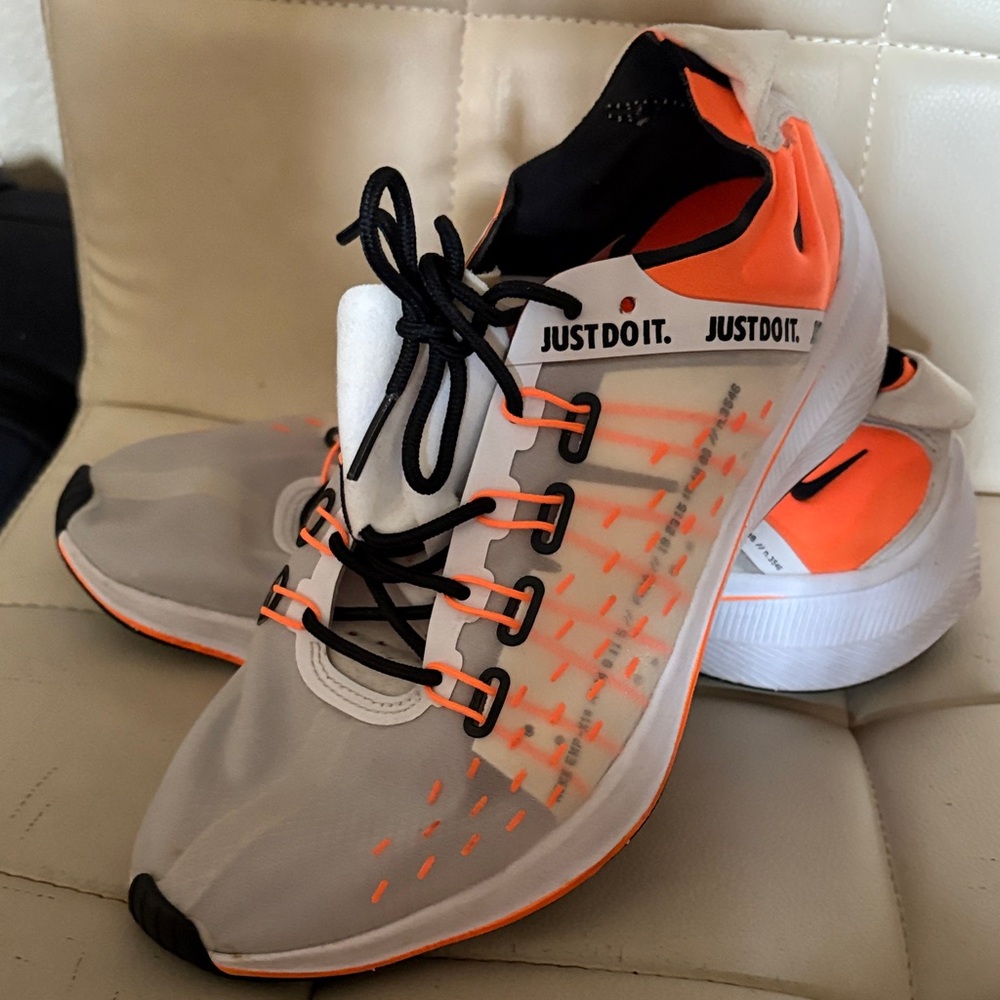 Nike White and Orange Athletic Sneakers